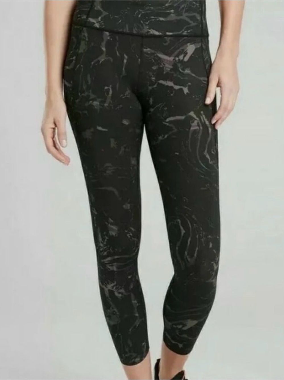 Active Life Black Marble-Print High-Rise Leggings